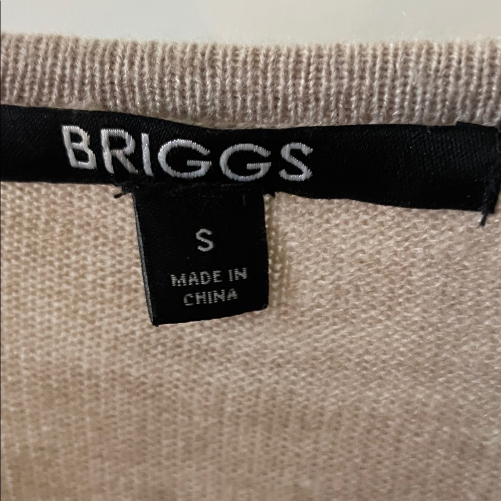 BRIGGS|Light Taupe Ruffle Shawl Sweater with Buckle Detail|Small|EUC - Picture 6 of 13